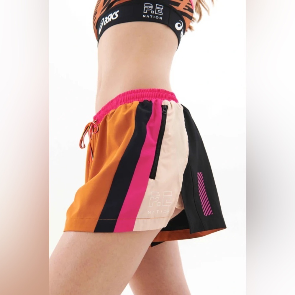 P.E Nation X Asics Sequence Running Short Golden Oak NWT - Picture 14 of 14